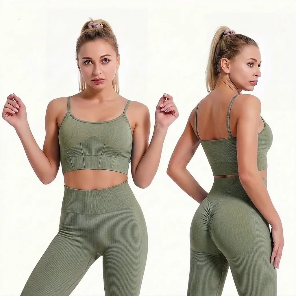 Legging high_waist+crop top set (M)