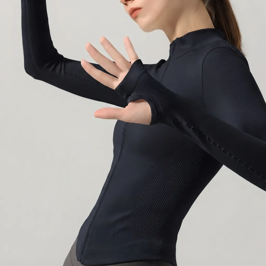 Seamless Long Sleeve Zip-Up Sports Jacket