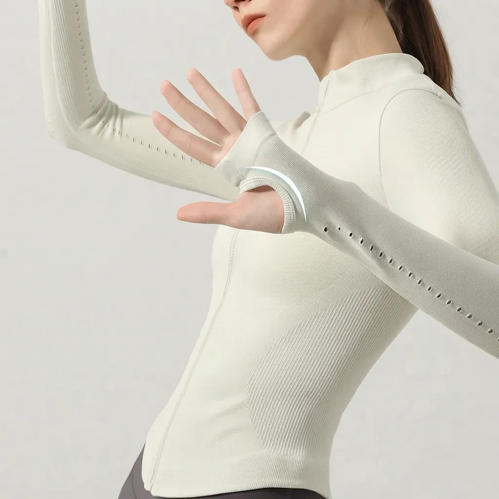 Seamless Long Sleeve Zip-Up Sports Jacket (M)